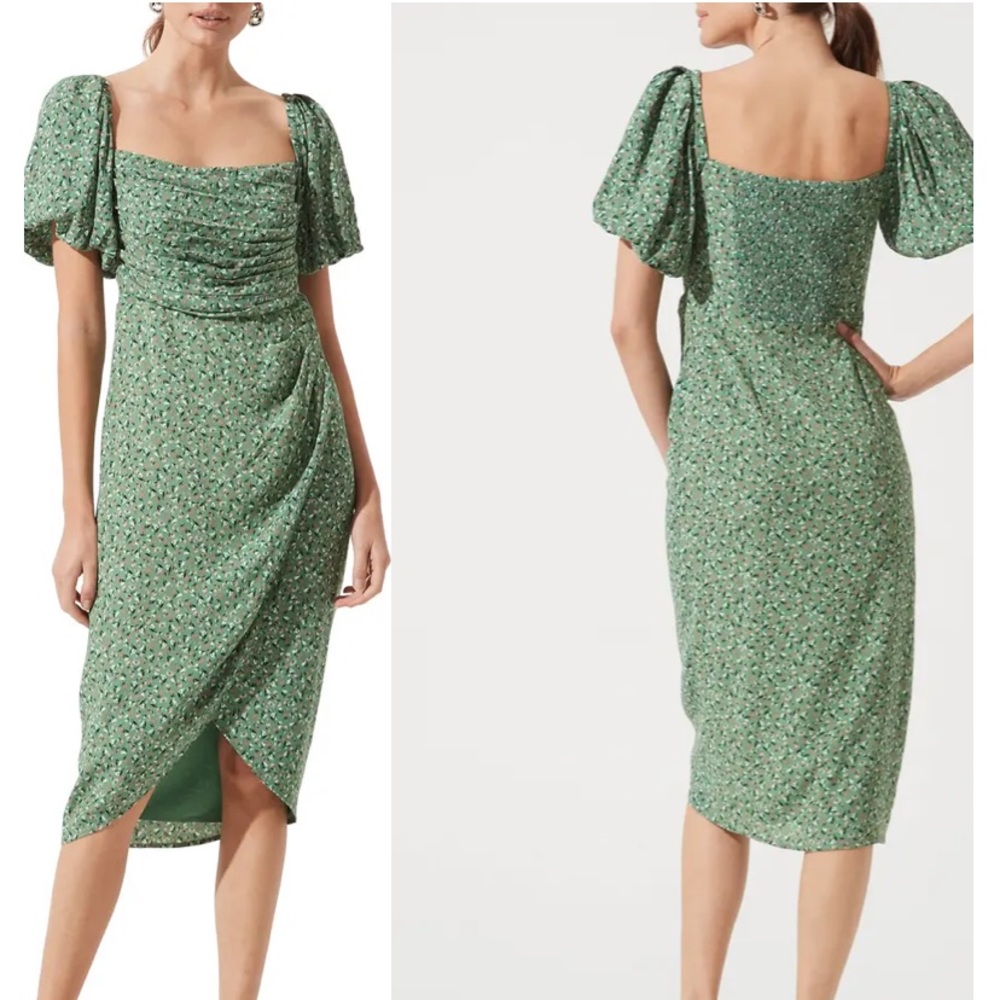 NWT ASTR The Label Square Neck Bubble Sleeve Dress